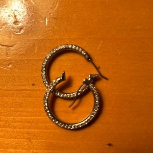 Silver sparkly hoops